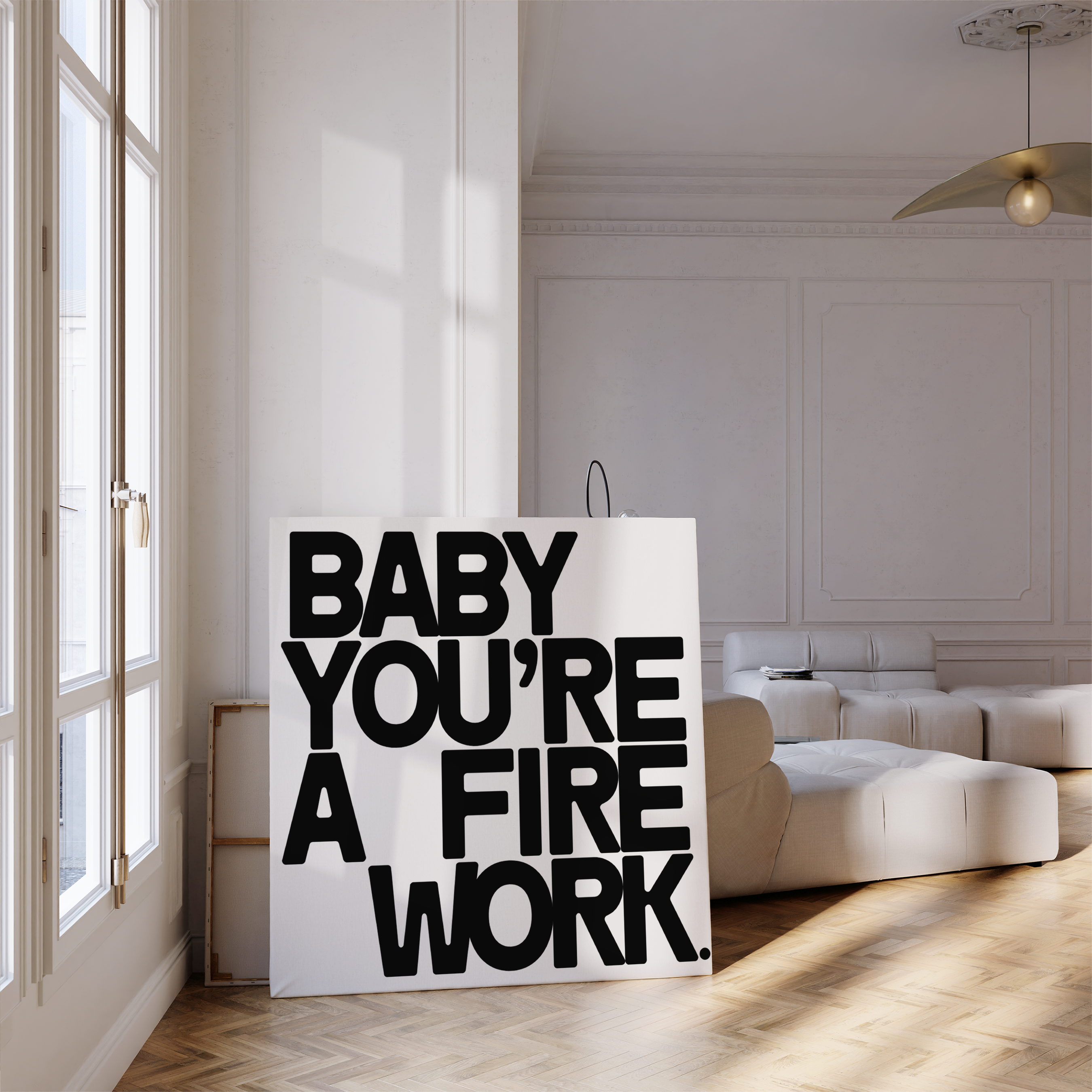 Mustardology print in a New York loft interior